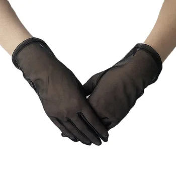 

Sexy Lace Sunscreen Gloves for Women Summer Spring Solid Black Transparent Elastic Anti-UV Driving Opera Gloves Wrist Glove Hot