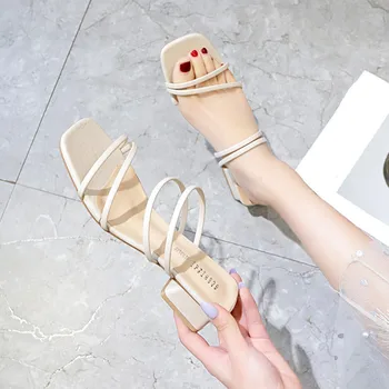 

Shoes Ladies' Slippers Women Heels Platform Low Pantofle Cross-tied Luxury Slides High 2020 Designer Scandals Rubber Rome PU