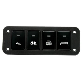 

4 Gang Control Button White LED 12V Rocker Professional Low Beam Switch Panel Universal Fit Interior Easy Install Parking Light