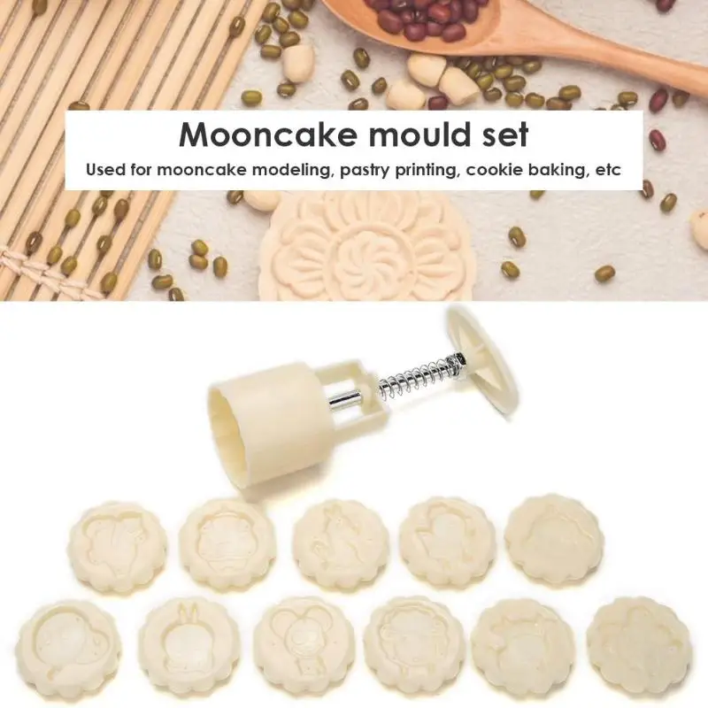 

12 Zodiac Round Mooncake Mold Set Hand-Press Pastry Cookie Baking Molds Mooncake Tools Decor