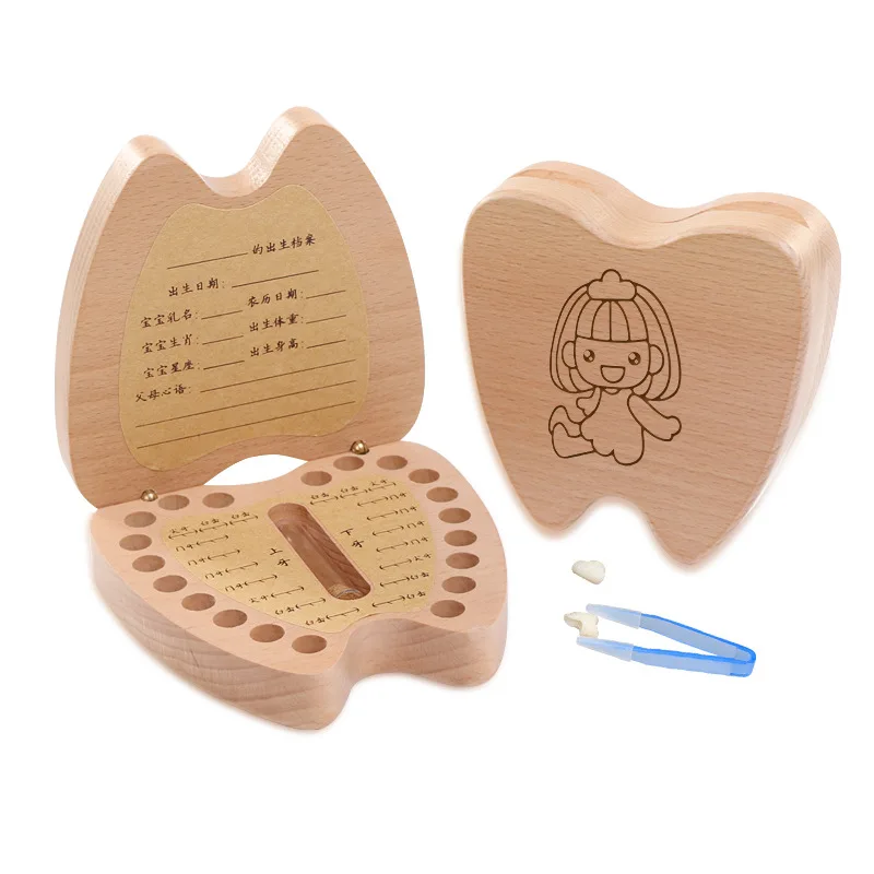 

Wooden Deciduous Teeth Memorial Box GIRL'S And BOY'S Teeth Lanugo Children Collection Box Baby Swap Teeth Storage Case