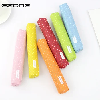 

EZONE Candy Colored Polka Dot Pencil Bag Vimineous Canvas Portable Pen Bag Stationery Storage Bag School Office Study Supply