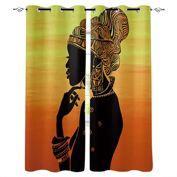 

African Tribes Ethnic Women Window Curtains Home Decor Curtains for Living Room Bedroom Kitchen Items