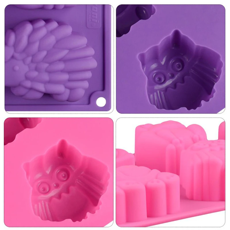 1Pcs Forest Animals Silicone SoapMold Squirrel Frog Fox Turtle Owl Hedgehog Tray for Ice Cube, Jello, Cake Soap Making