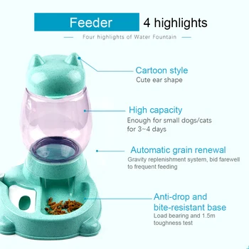 

2 In 1 Non Slip Drinking Fountain Dog Cat Large Capacity Dispenser Station Home Eating Water Food Pet Automatic Feeder