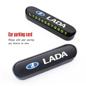 

2020 3D New Luminous Car Temporary Parking Card Sticker Emblem Auto Phone Number Card Plate For LADA Car styling Accessories