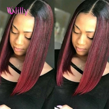 

ULilly Ombre Human Hair Wigs For Black Women Colored Human Hair Wigs Pre Plucked Closure Wigs Brazilian Human Hair 4x4 1b99j