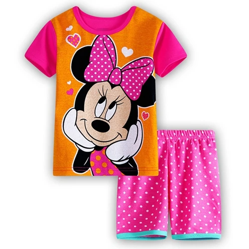 Новые летние комплекты для сна для малышей пижамы для мальчиков детские пижамы для девочек с героями мультфильмов комплект детской одежды - Цвет: Лимонно-желтый