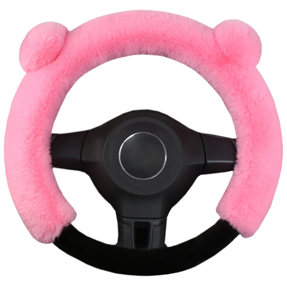 

Universal Fluffy Bear Steering Wheel Cover Fashion Cute Cartoon Shape Winter Car Warm Covers for Women Girls