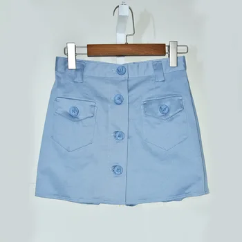 

Women Spring Summer New Blue Casual Buttons Double Pockets Shorts Skirts