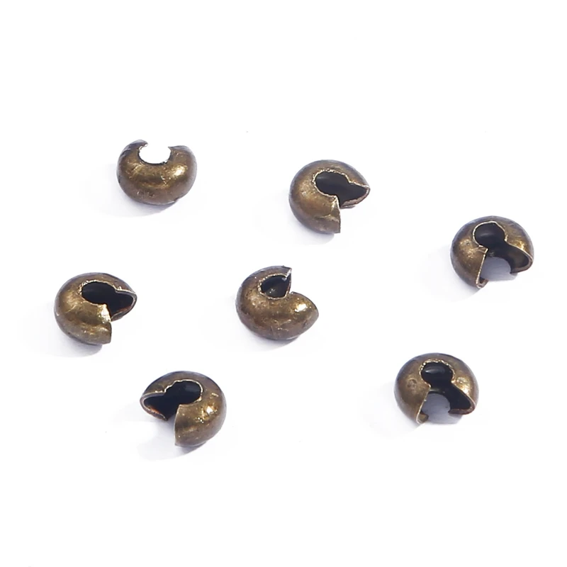 Assorted Sizes Plated Alloy Crimp Bead Covers - 100pcs Jewelry Making Accessories