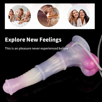YOCY New Seajelly Colorful Horse Dildo Realistic Squirting Function Animal Penis With Suction Cup For Men Anal Orgasm Sex Toy 3