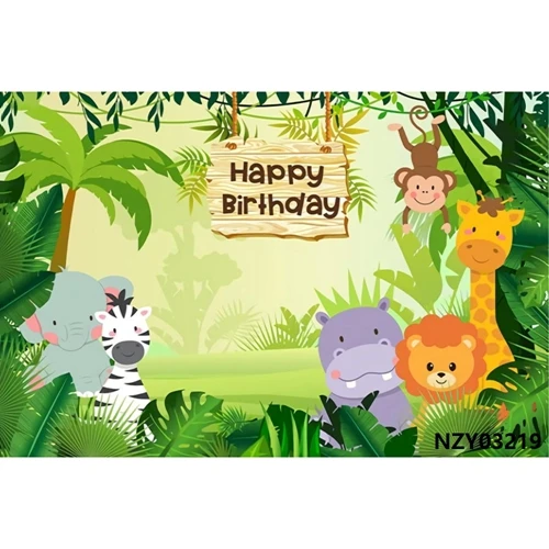Safari 1st Birthday Backdrop Jungle Tropical Forest Wild One Animal Party Photography Newborn Baby Shower Photo Background Props NZY03219
