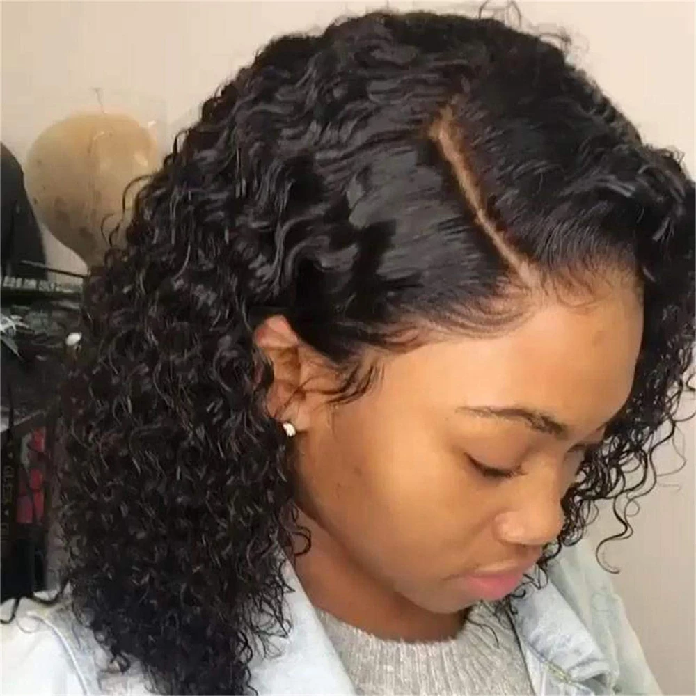 

Amanda Brazilian Curly Bob Wig Human Hair Lace Front Wigs Middle Part 8-16" Remy Hair Wig 13x4 Lace Front Glueless 150% Density