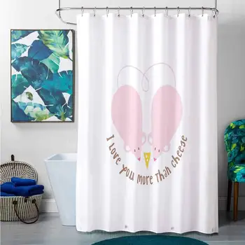 

Shower Curtains Blue and tan I Love You More,Pink Rats with Tangled Tails Forming a Heart Sweet Valentines,Pale Pink Cocoa