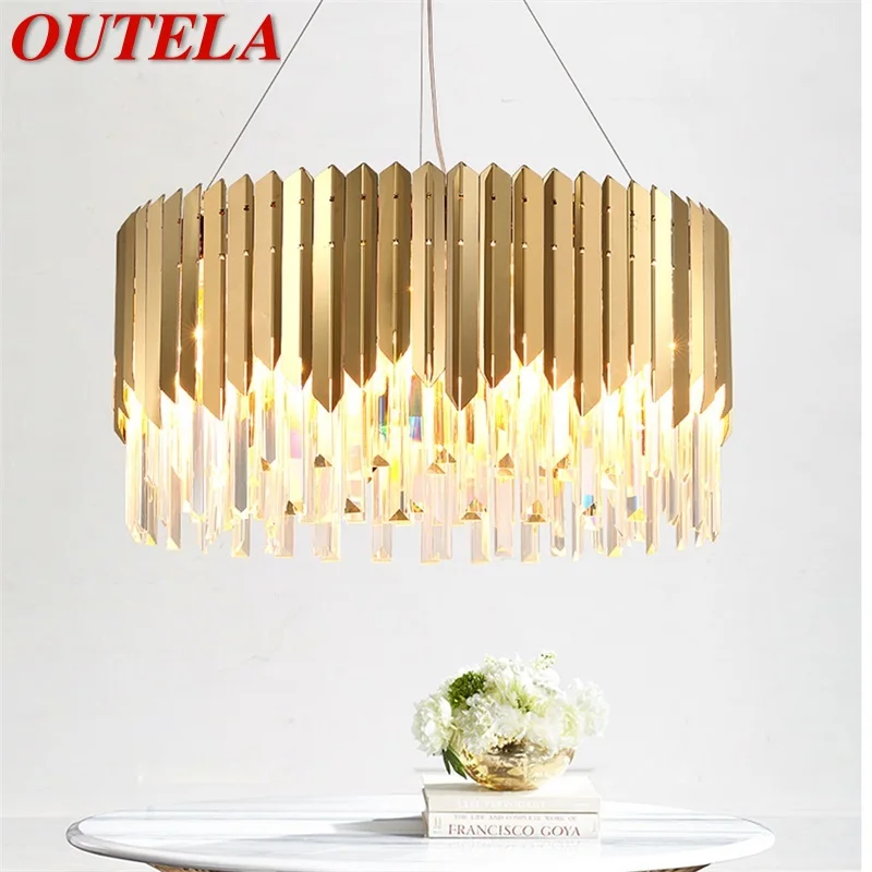 

OUTELA Ceiling Chandelier Crystal Gold Modern Luxury LED Home Decorative Fixtures For Living Room Dining Room Villa Duplex
