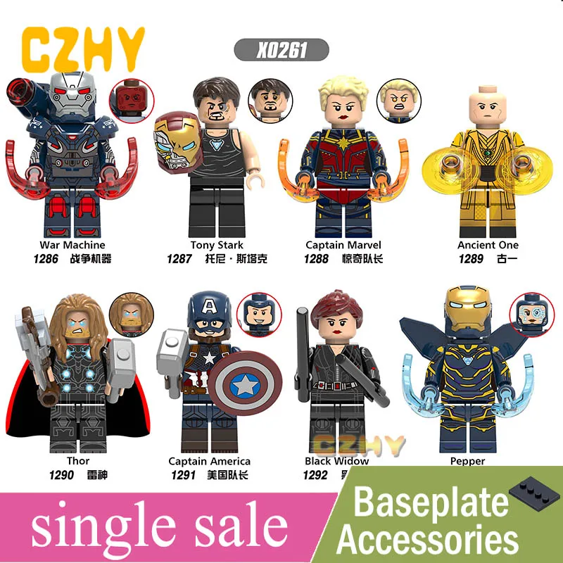 

Single Sale Building Blocks Avengers 4 Blcak Widow Thor Captain America War Machine Figures For Children Collection Toys X0261