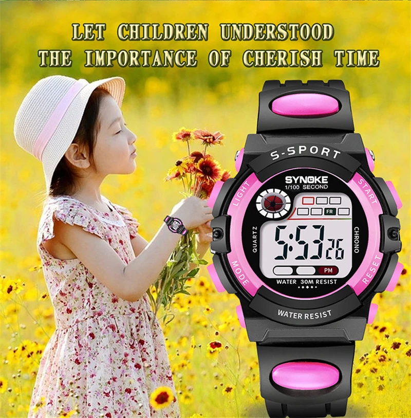 SYNOKE водонепроницаемые детские часы большие студенческие часы маленькие детские цифровые спортивные часы будильник на неделю Детские светодиодный часы наивысшего качества