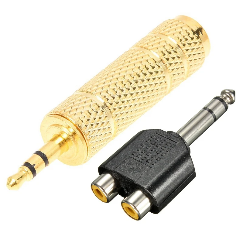 

2 Pcs Stereo Audio Adapter Converter: 1 Pcs Gold Plated 3.5Mm 1/8 Inch Male to 6.3Mm 1/4 Inch Female & 1 Pcs 6.35Mm 1/4 Inch Mal