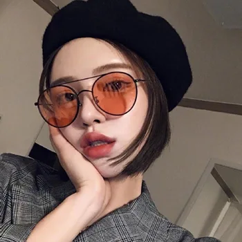 

Korean stars with large frame round sunglasses women's fashionable round face online celebrity retro Harajuku style sun glasses
