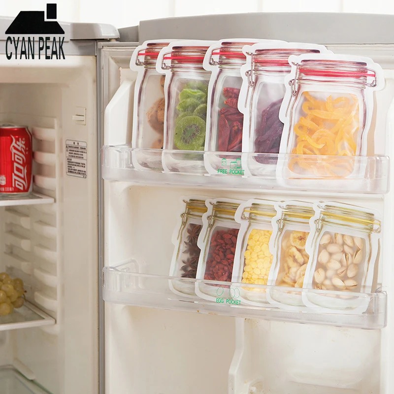 

Reusable Mason Jar Zipper Bags Sandwich Snack Saver Bag Cookies Candy Bag Zipper Sealed Fresh Food Storage Bag Kitchen Organizer
