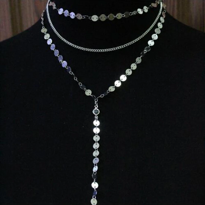 Ювелирные изделия в стиле бохо, длинное ожерелье с монеткой и подвеской для женщин, Круглый диск, лариат, минимальное многослойное колье, ожерелье XL954