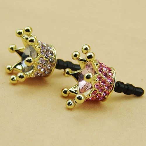 Fashion Rhinestone Crown 3.5mm Anti Dust Earphone Plug Cover Stopper Cap mobile dust plug Mobile phone accessories decoration Fashion Rhinestone Crown 3.5mm Anti Dust Earphone Plug Cover Stopper Cap mobile dust plug Mobile phone accessories decoration