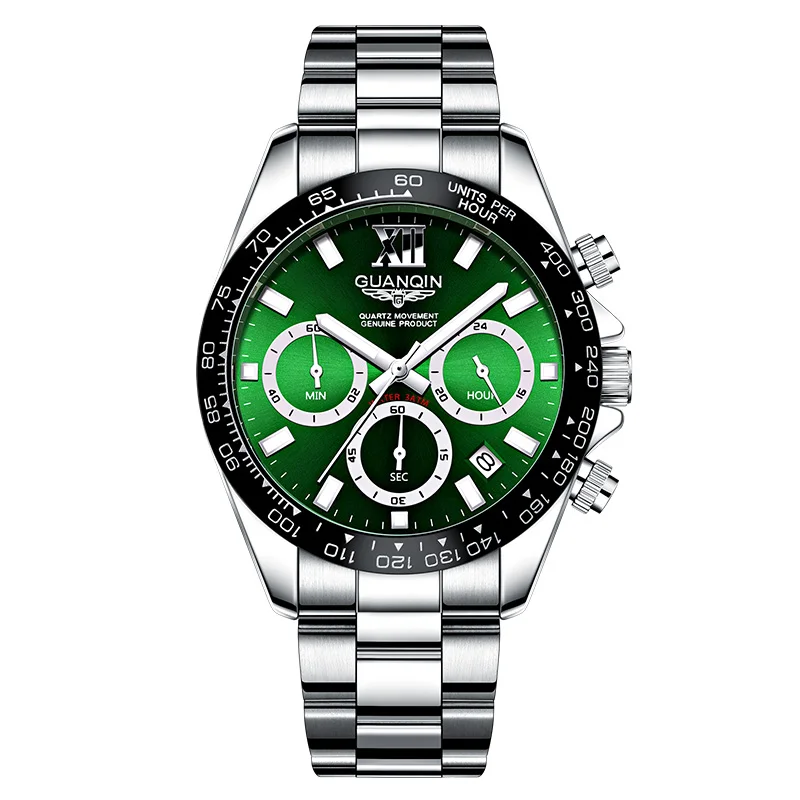 GUANQIN Mens Quartz Clock Luxury Business Date Clock Male Top Brand 30M Sport Wrist Watch Chronograph Wristwatch relojes hombre