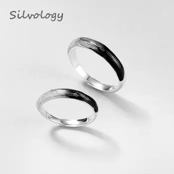 

Silvology 925 Sterling Silver Love Wire Couple Rings Original Design Water Ink Romantic Rings for Women&Men Lovers Jewelry Gift