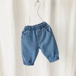 MILANCEl/новые осенние детские брюки джинсы из чистого хлопка для мальчиков корейские джинсовые штаны для девочек