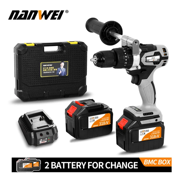 NANWEI 21V 13mm Cordless Drill Industrial Grade Brushless Impact Drill 1/2
