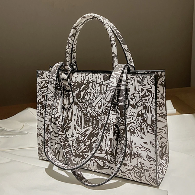 

New Fashion Canvas Shoulder Handag Large Capacity printing Foreign Style Shoulder Bag Shopper Women's Bag