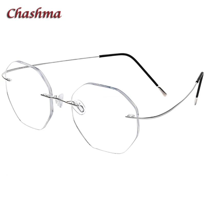 

Chashma Rimless 2 g Frame Octagon Polygon Trend Eyeglasses Men Titanium Flexible Light Spectacles for Women