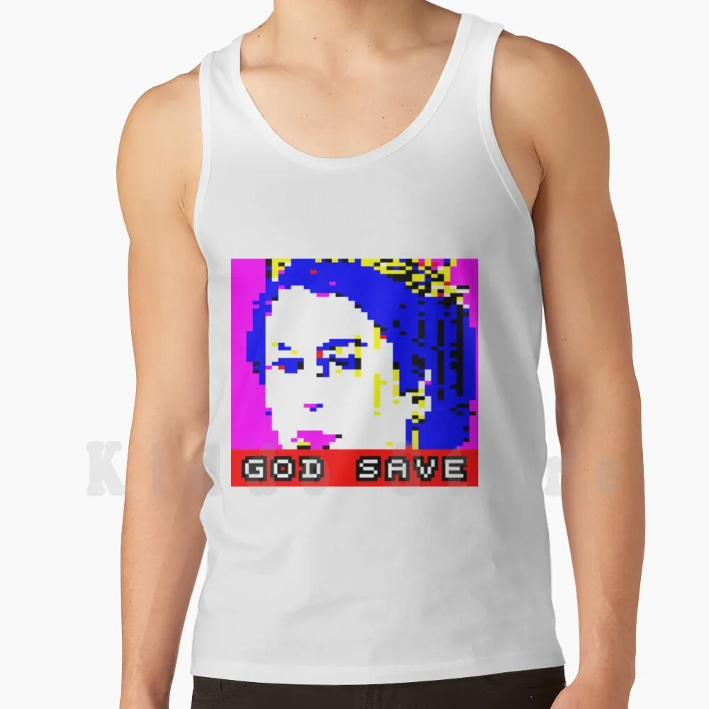 God Salva Canottiere Canottiera Senza Maniche God Salva La Regina God Salva La Regina 8 Bit Royal Elizabeth Punk Retro