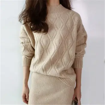 

Women Sping Autumn Half Turtleneck Cashmere Pullover Warm Long Sleeve Sweater Casual Hollow-Out Sweater