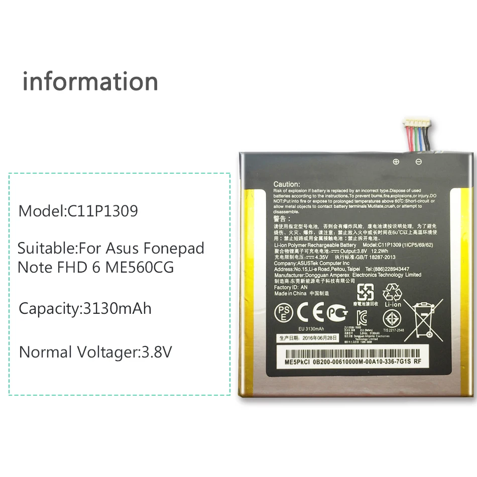 Новая батарея для планшета C11P1309 батарея для Asus Fonepad Note FHD 6 ME560CG K00G 3130 мАч протестированная полимерная литий-ионная батарея