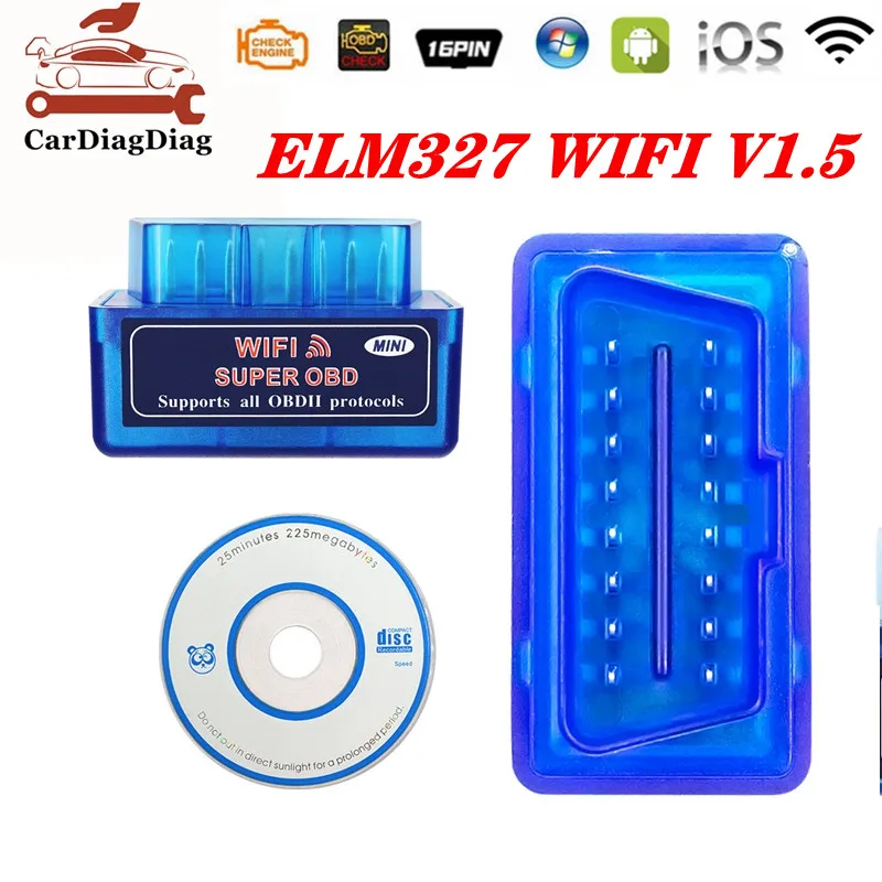 ELM327 Wi-Fi V1.5 2021 работает на iOS Android Windows считыватель кодов 16-контактный разъем Mini ELM 327