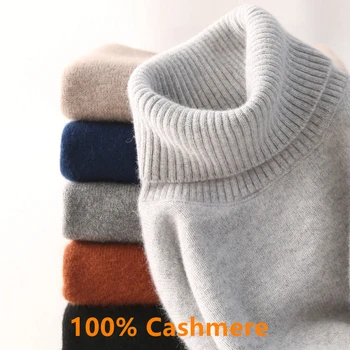 Super Caldo 100% Cashmere Maglione A Collo Alto Da Uomo Vestiti 2024 Autunno Inverno Lavorato A Maglia Pullover Maglione Ropa Hombre Pull Homme 1