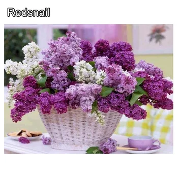 

5D DIY Diamond Embroidery Lilac Flower basket Diamond Mosaic Flowers Rhinestones Picture Diamond Mosaic Lilac for Decor TT130