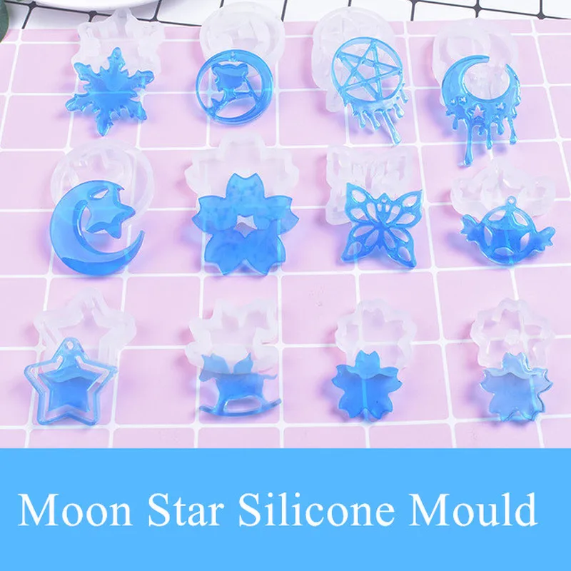 

1pcs Stars Moon Snowflake Flower Mould Crystal Epoxy Mold Diy Pendant Jewelry Making Earrings Mold for UV Resin Mold Charms