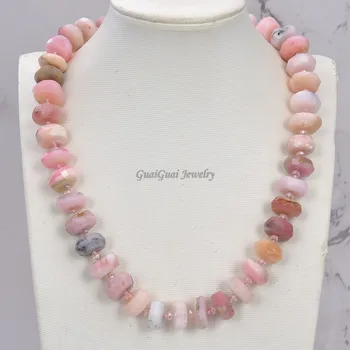 

GG Jewelry 20'' Natural Pink Opal Faceted Rondelle Necklace