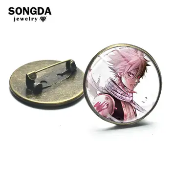 

SONGDA Anime Fairy Tail Brooch Pins Cartoon Figure Glass Round Cosplay Badges for Backpack Clothes Scarf Decorative Accessories