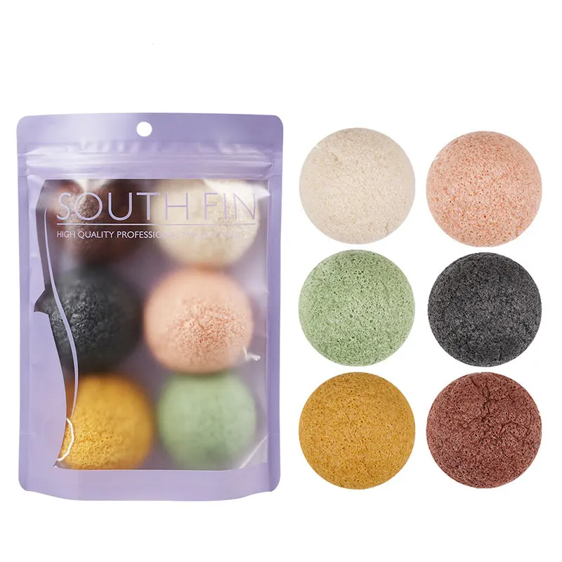 6pcs Reusable Face Wipe Sponge Pads Konjac Facial Cleansing Pad for Spa Makeup Remover Tools Shell Shape 18.5x14cm NShopping - Цвет: A