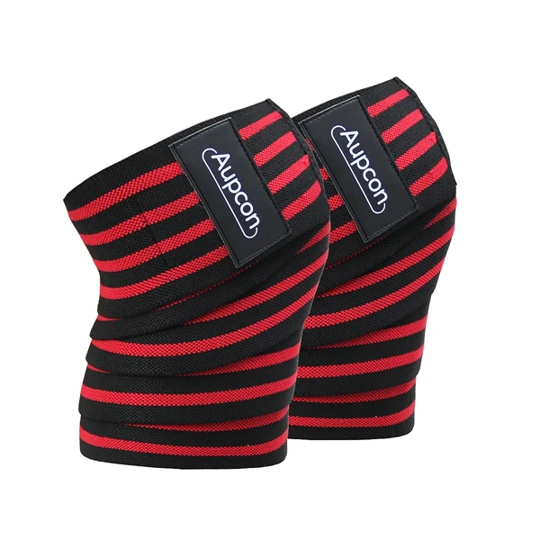 Red AUPCON 2 шт. Powerlifting эластичный бандаж для ног компрессионные для голени поддержка колена обертывания Спортивная безопасность - Цвет: Red