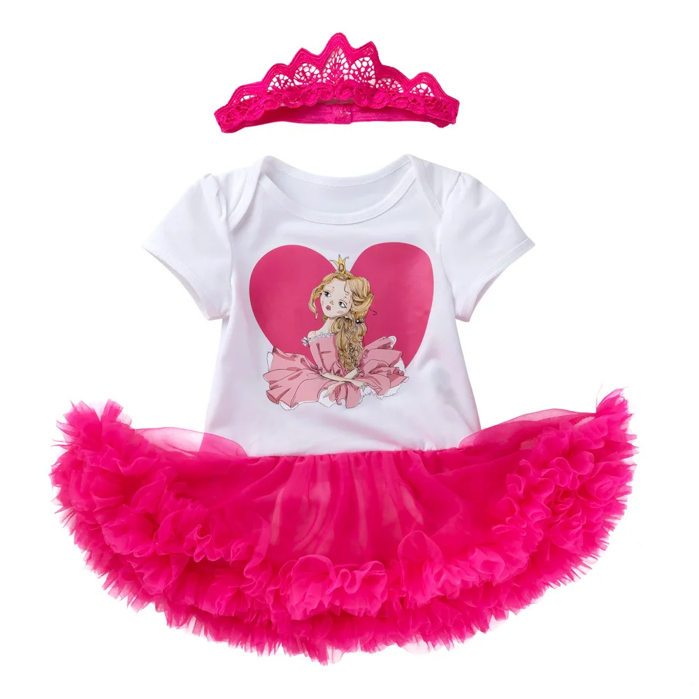 

High Quality New born cotton clothes first 1 year baby girl birthday Cartoon princess Romper dress christmas vestido jurkjes