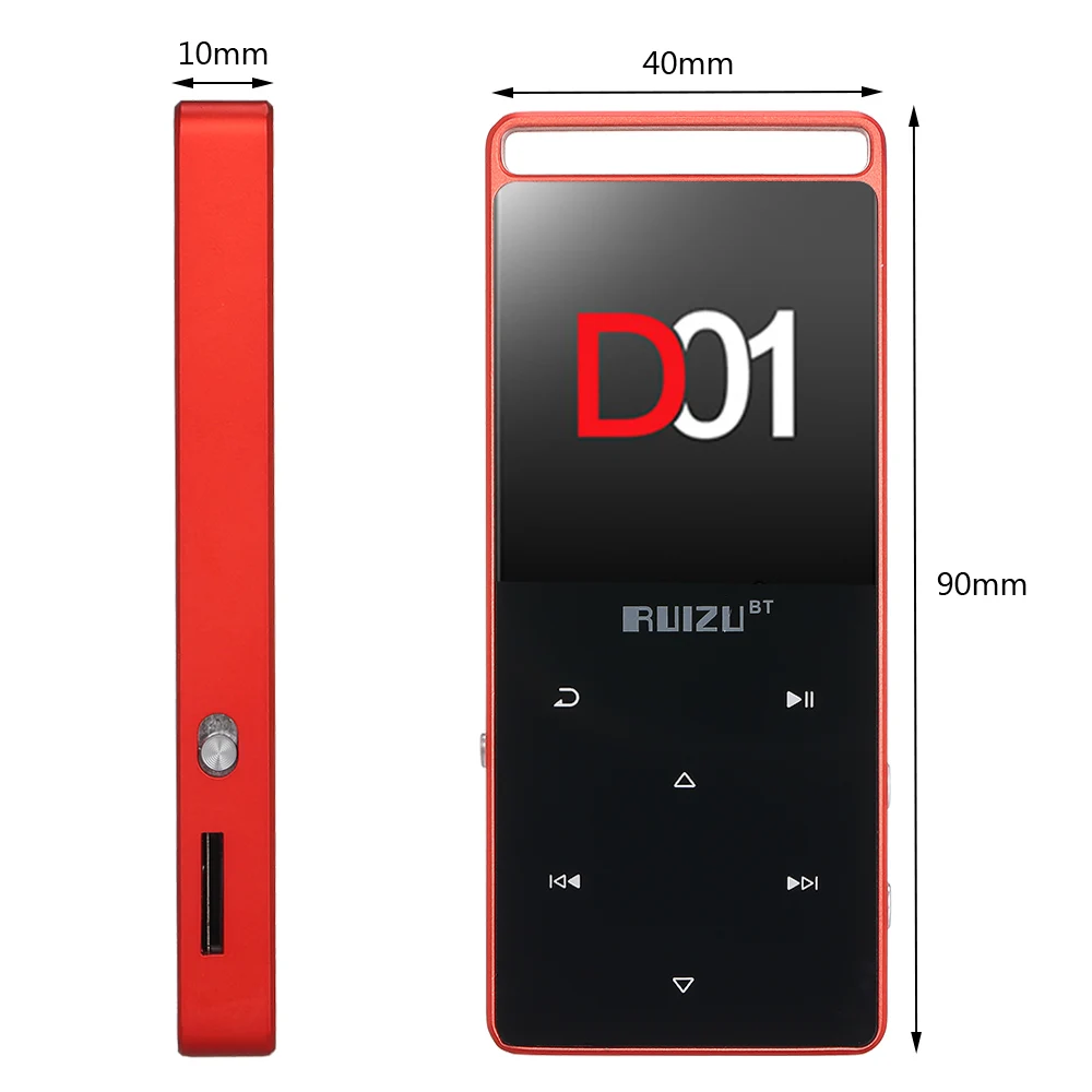 RUIZU D01 HiFi MP3 Player 4G/8G Touch Button Voice Recorder BT MP3 Music Player Noise Cancellling Support FM TF Card Playing