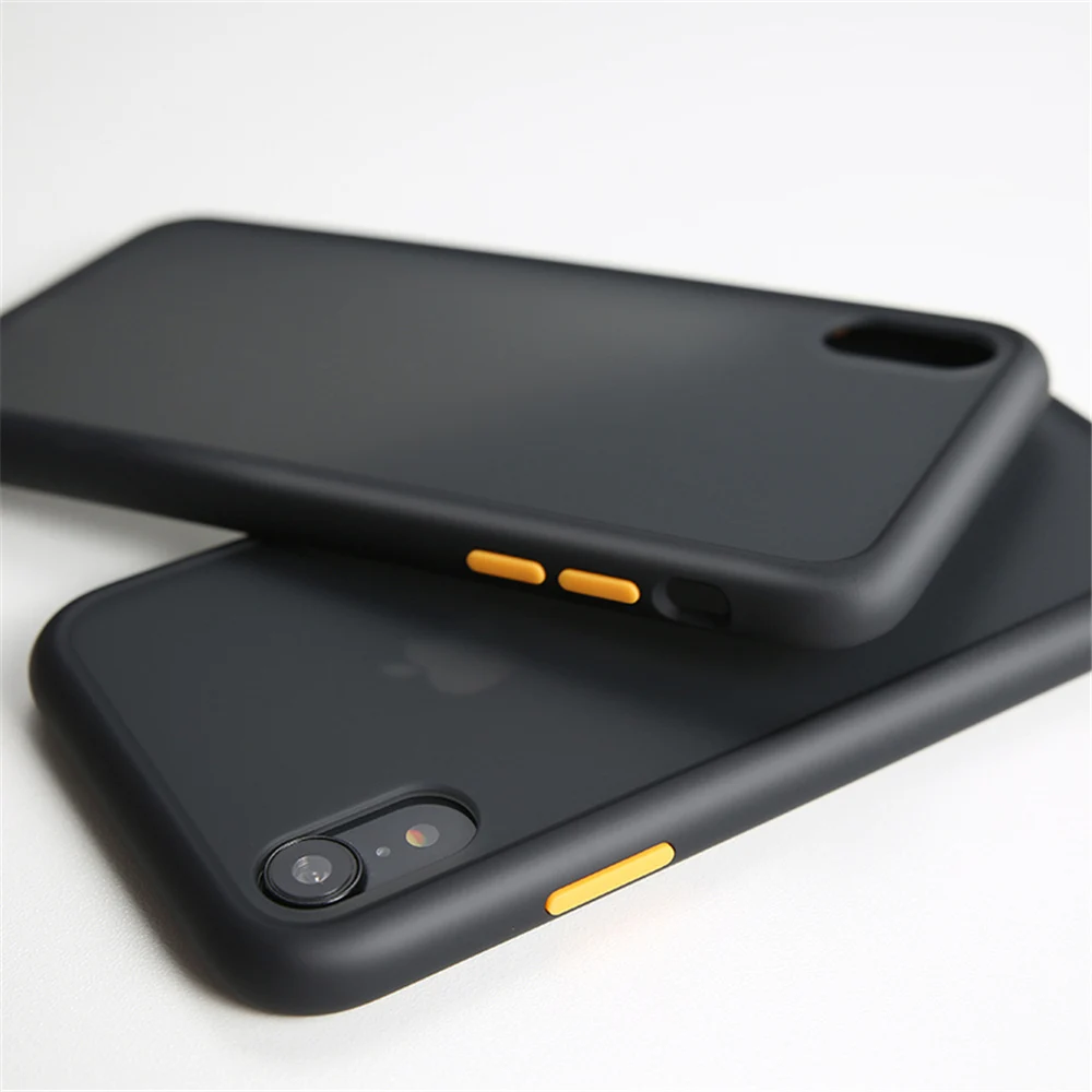 Черный Чехол для телефона для iPhone 11 Pro X XR XS Max 7 8 Plus роскошный контрастный цвет рамка Матовый Жесткий защитный ПК - Цвет: Черный