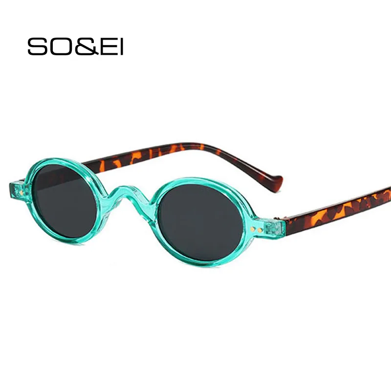 SO&EI Fashion Small Round Sunglasses Women Classic Vintage Steampunk Nail Men Sun Glasses Shades UV400 Oval Female Glasses Frame