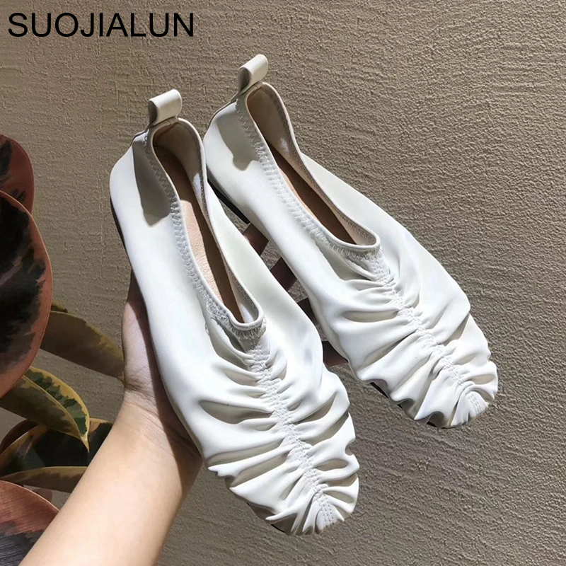 SUOJIALUN/Высококачественная обувь на плоской подошве повседневные Лоферы без