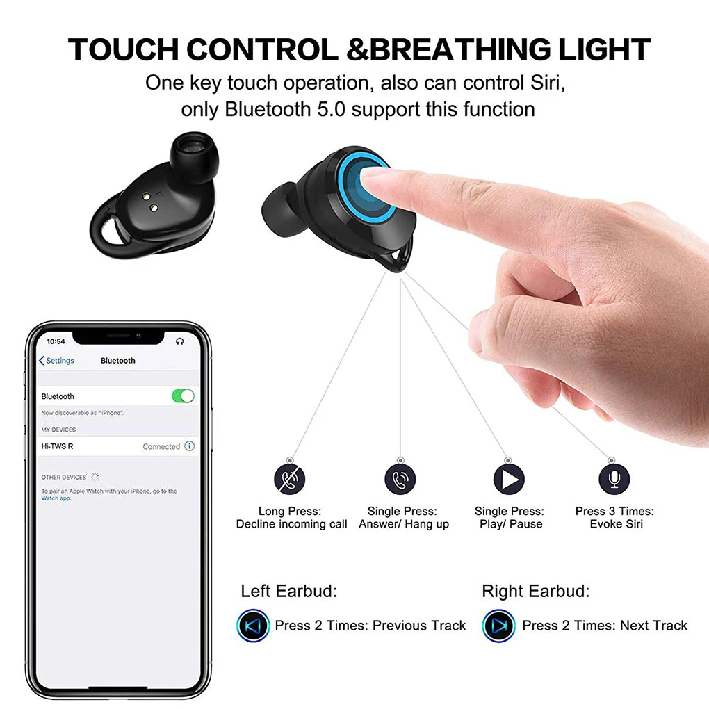 Новое поступление bluetooth-гарнитура 5,0 беспроводные наушники TWS наушники-вкладыши водонепроницаемые стерео спортивные наушники